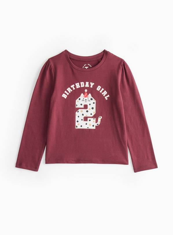 Dark Red 2nd Birthday Print T-Shirt 2-3 Years